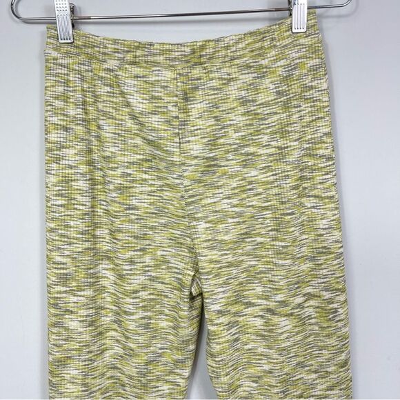 Lisa Says Gah Josie Pant Honeydew M Ribbed Space Dyed Split Flared Hem High Rise - Picture 9 of 15